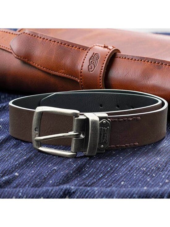 Levi's Other - Levis Mens Brown Synthetic Leather Belt With Antique Silver Buckle Size S 30-32